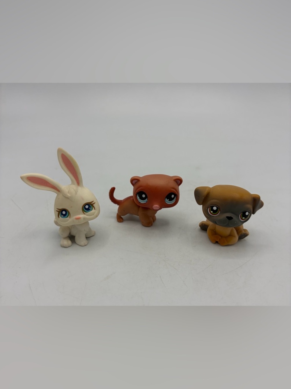 Authentic LPS Littlest Pet Shop Figure Brown Ferret #334 Pug #2 Rabbit #3